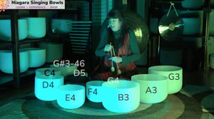 Multiple Free Lessons on How To Play A Set of Crystal Singing Bowls