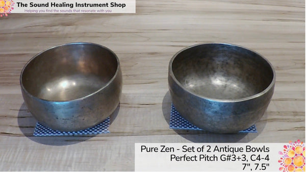Pure Zen - Set of 2 Antique Tibetan Himalayan Singing Bowls